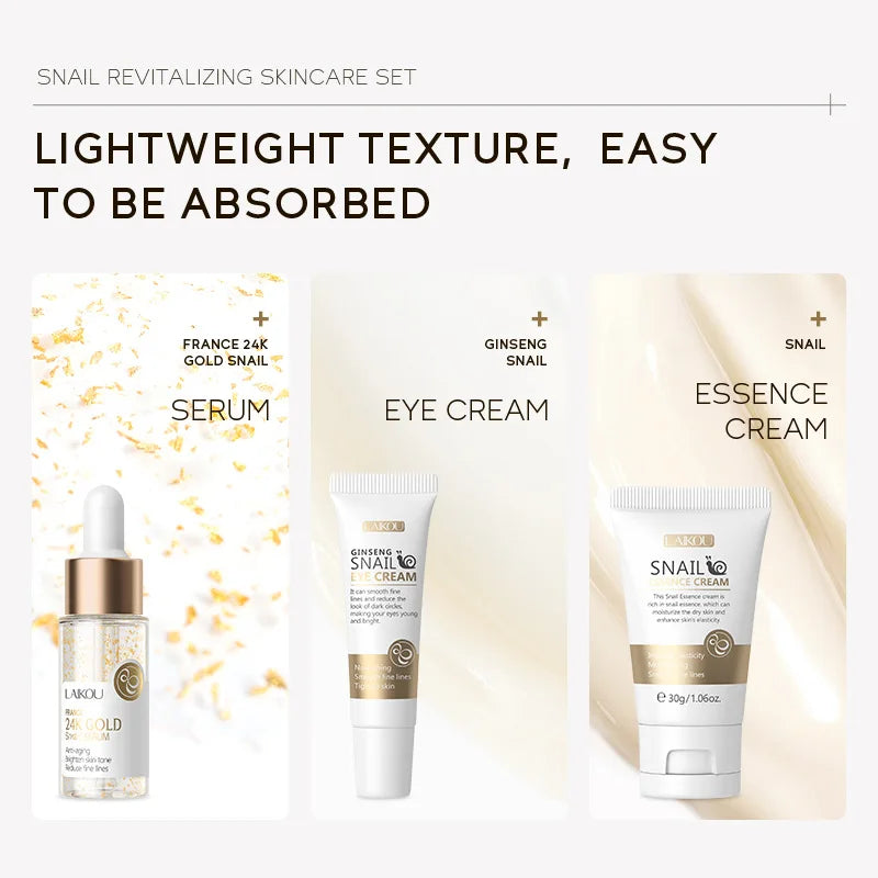 Kit K-Derma Gold 24K: Rutina Regeneradora de 3 Pasos (Sérum + Cremas)