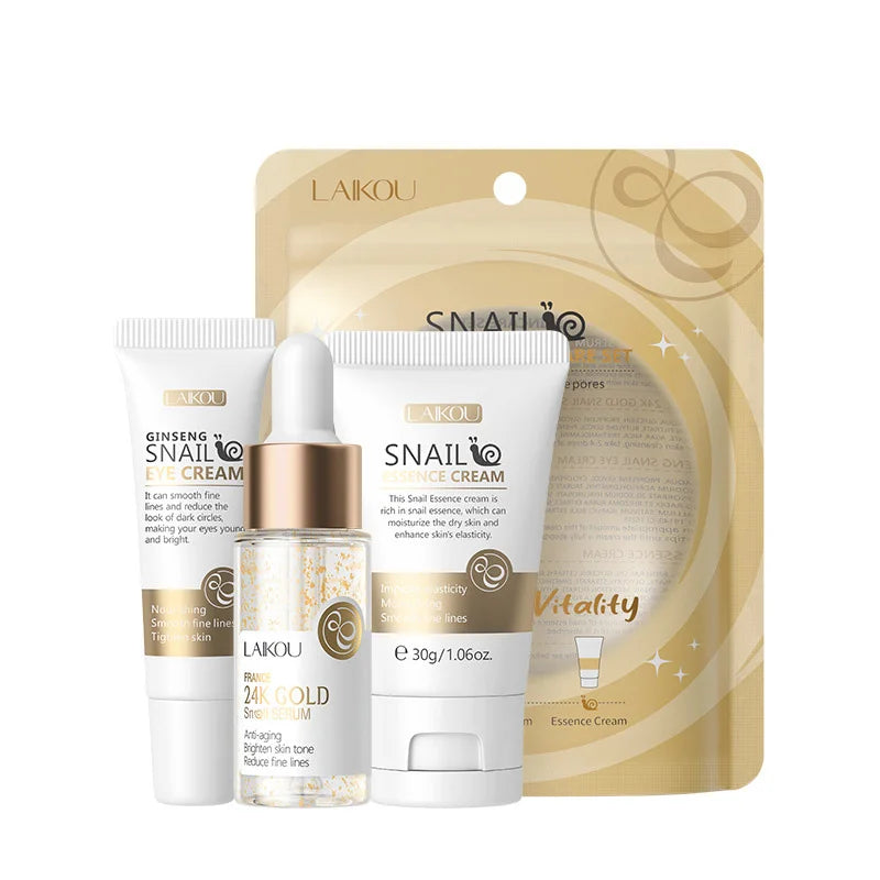 Kit K-Derma Gold 24K: Rutina Regeneradora de 3 Pasos (Sérum + Cremas)