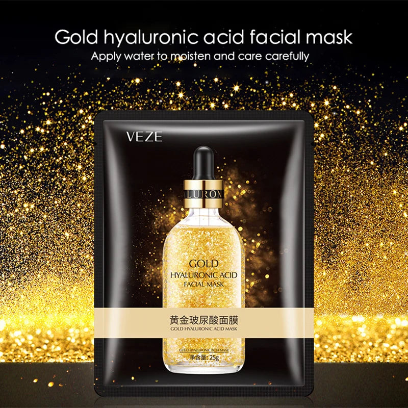 Pack 10 Mascarillas K-Derma: Oro 24K & Ácido Hialurónico - Hidratación & Firmeza